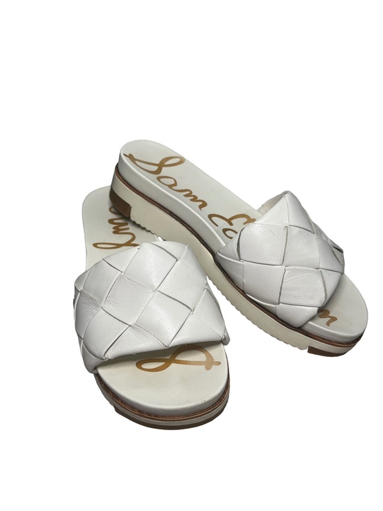 Sam Edelman Shoes - Sam Edelman White Woven Leather Platform Slide Sandals Size 4M